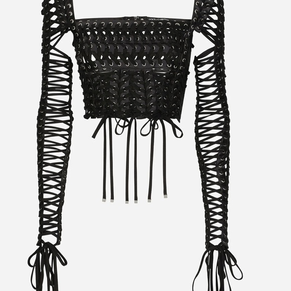 Dolce & Gabbana Black Lace-Up Blouse - Picture 4 of 4